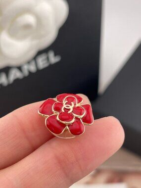 Ch anel Gold Enamel Flower CC Star 3-in-1 Stud Earrings 100% Authentic
